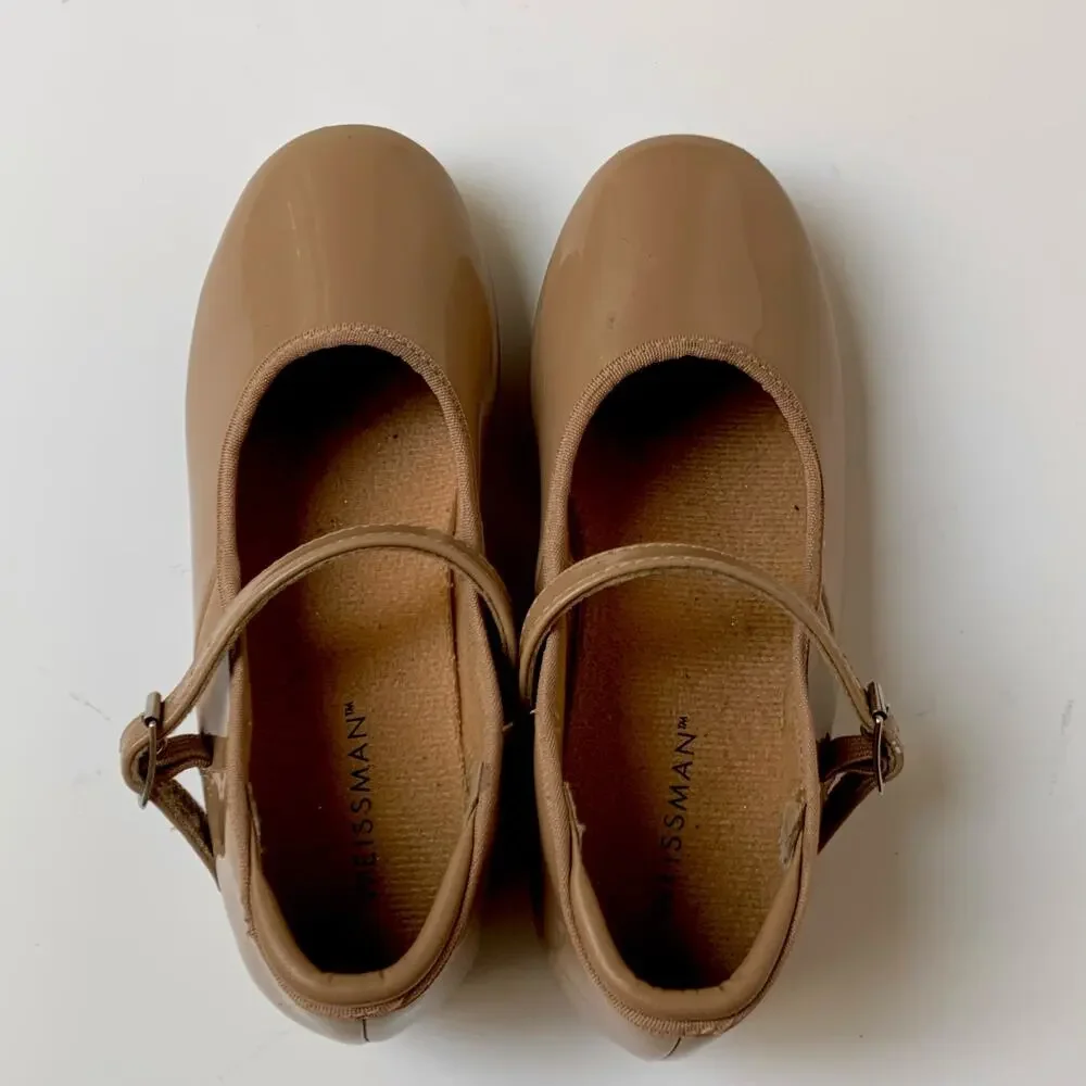 Weissman Patent Mary Jane Tap Dance Shoes Tan Caramel Girl's Size 1.5A M - Picture 7 of 9